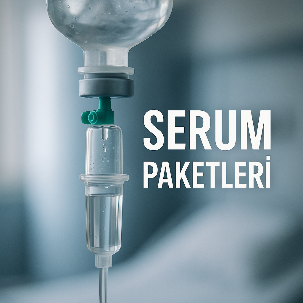 SERUM PAKETLERİ Serum paketleri: IV destek uygulamaları için bilgilendirici görsel.